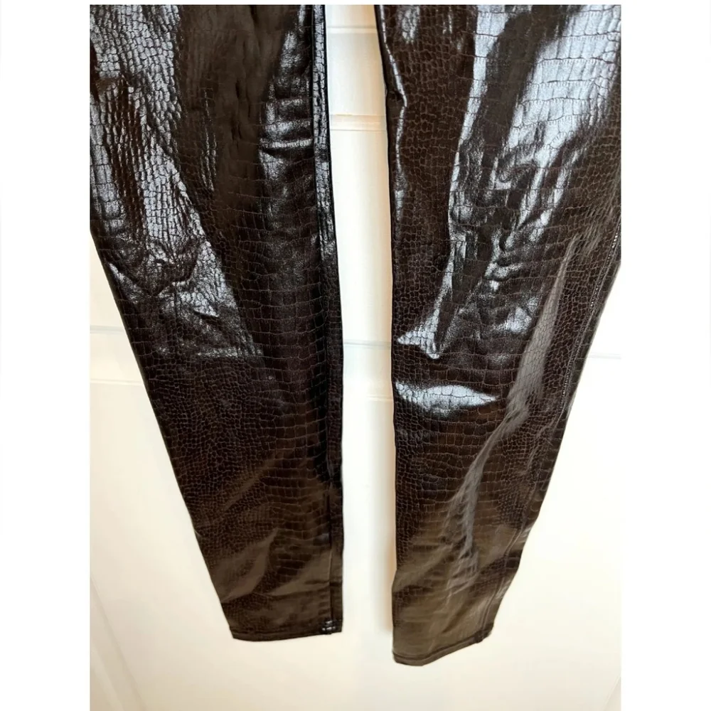 Spanx Brown Faux Leather Croc Shine Leggings Size Medium - Picture 13 of 13